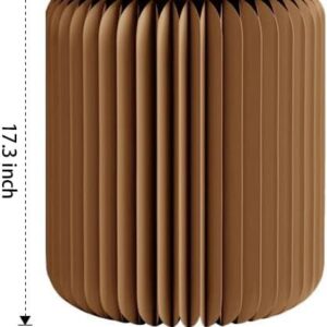 Home Furniture Modern Design Accordion Portable Folding Paper Stool Kraft Paper Relaxing Multifunction Round Foot Stool Side table-Fashion Paper Design Ideal for School Living Dining Room (Brown)