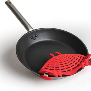NEW Crabby Clip-On Strainer by OTOTO – Silicone and Stainless Steel Pasta Strainer, Funny Gifts, Cute Kitchen Accessories, Red Crab, Cool Kitchen Gadgets