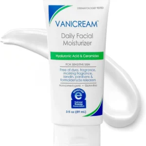 Vanicream Daily Facial Moisturizer With Ceramides and Hyaluronic Acid – Formulated Without Common Irritants for Those with Sensitive Skin, 3 fl oz (Pack of 1)