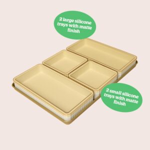 9-Piece Baking Set Non-Stick Bakeware Set with 2 Large Silicone Trays, 2 Small Silicone Trays with 4 Lids & 1 Baking Sheet Tray, Oven-Safe Upto 450°F