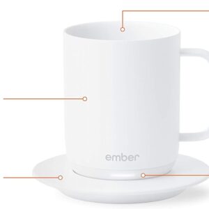 Ember Temperature Control Smart Mug, 10 Ounce, 1-hr Battery Life, White – App Controlled Heated Coffee Mug