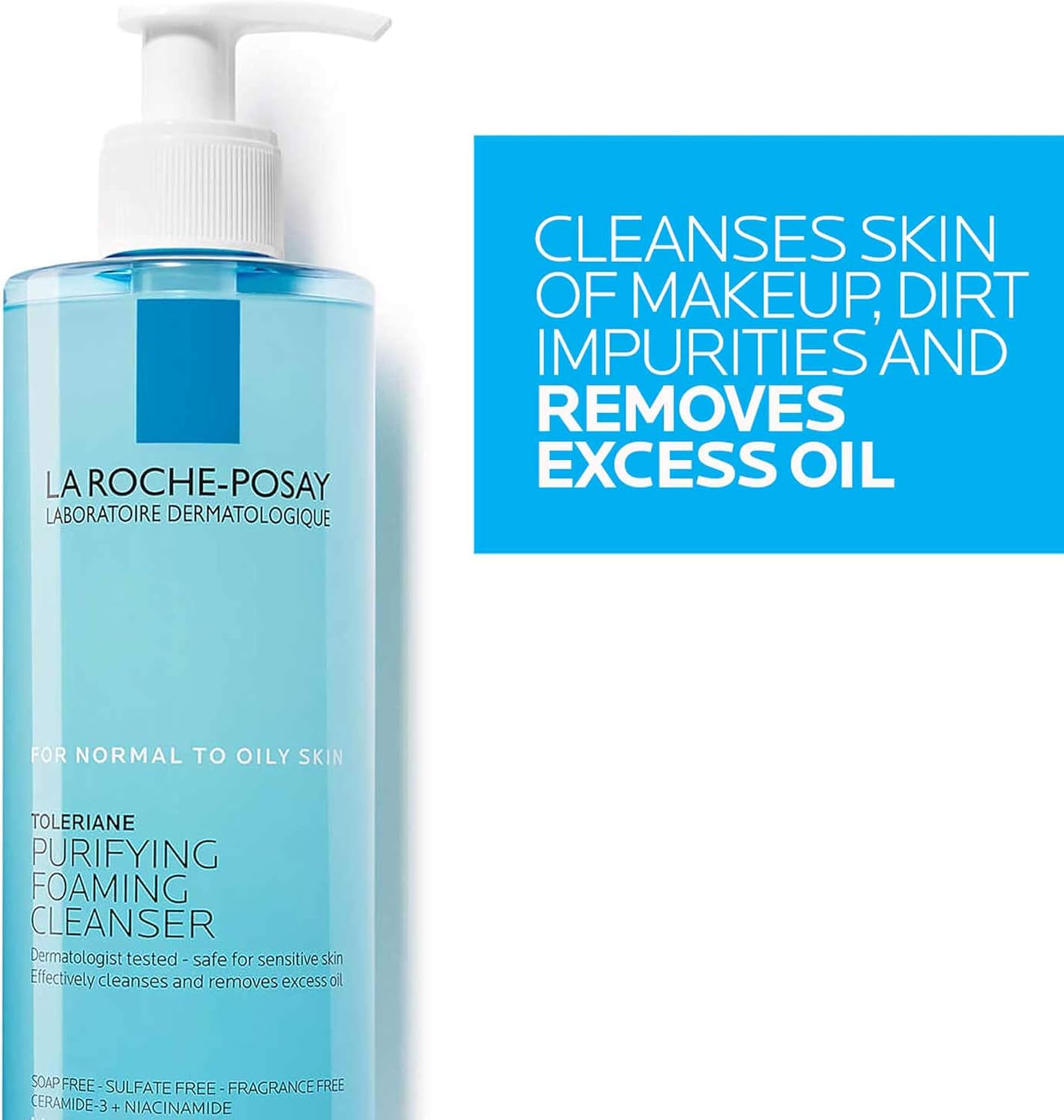 La Roche-Posay Toleriane Purifying Foaming Facial Cleanser, Oil Free Face Wash for Women & Men with Niacinamide + Ceramides, Pore Cleanser Safe For Sensitive Skin, Won’t Dry Out Skin, Soap Free
