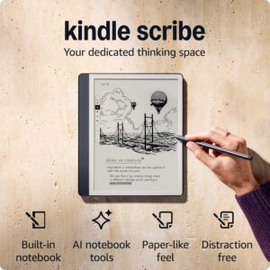 Amazon Kindle Scribe (32GB) – Your notes, documents and books, all in one place. With built-in AI notebook summarization. Includes Premium Pen – Tungsten