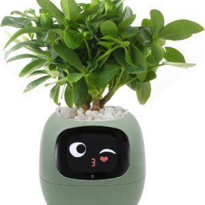 Smart Pet Planter, Smart Plant Pot, With Artificial Intelligence, Time Weather Display, And Multiple Expressions Animation,Lovely Plant Companion, For Desktop Decoration, Gifts,Plant-Free (Purple)