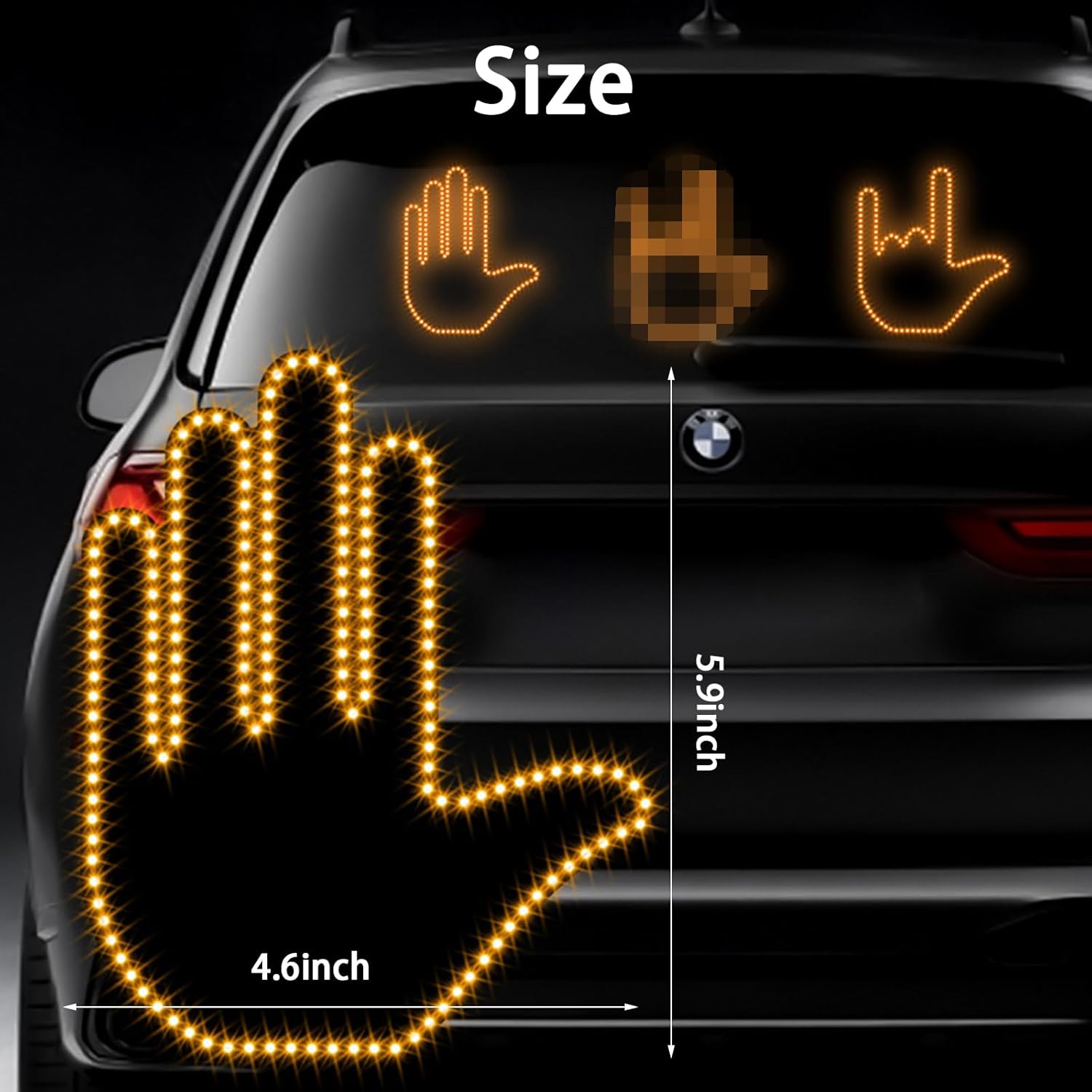 Finger Gesture Light, Funny Led Hand Sign with Remote, Glowgesture for Car Truck – Ideal Gifted Car Accessories, Truck Accessories (FGL-240Z)