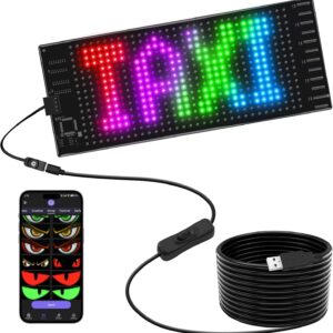 Multifunctional Bright 2PCS Devil Eyes Car Motorcycle/Golf Cart Windshield – 7in x 3in [ Upgraded Chip Two Screens 100% Synchronized ] Programmable LED Eyes for Car – Flex LED Display