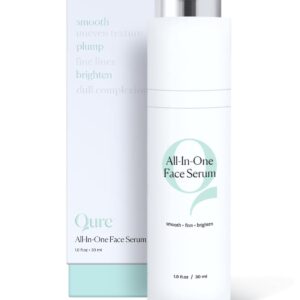 Qure All In One Hyaluronic Acid Serum for Face, Facial Serum With Niacinamides, Retinol, Lactic & Mandelic Acid, Bakuchiol, Peptides & Vitamin C Formulated For Fine Lines & Wrinkles
