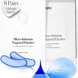 Qure Micro-Infusion Anti Wrinkle Patches for Smile Line, Forehead, Under Eye Bags, Puffiness, Crow’s Feet – Retinol, Caffeine – Dissolvable for Overnight Use – 8 Pairs
