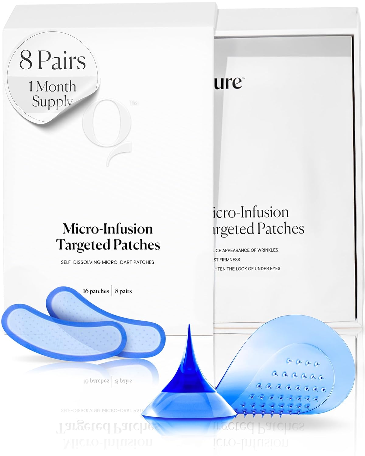 Qure Micro-Infusion Anti Wrinkle Patches for Smile Line, Forehead, Under Eye Bags, Puffiness, Crow’s Feet – Retinol, Caffeine – Dissolvable for Overnight Use – 8 Pairs