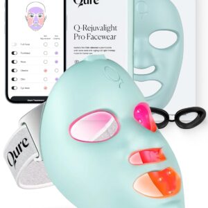 Qure Red Light Therapy for Face – LED Mask with 5 Light Modes for Anti-Aging, Acne, Wrinkles & Dark Spots, 3-Min Wireless Daily Treatments, Smart App Control with Reminders, FDA Cleared
