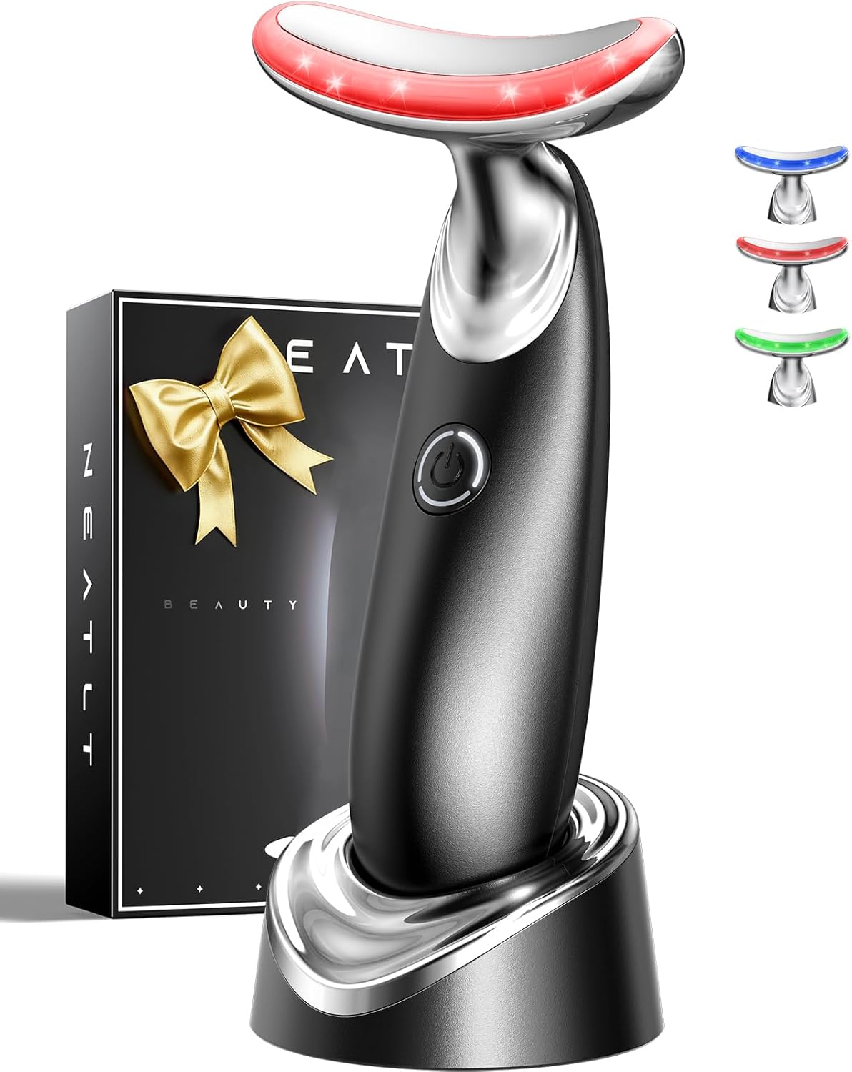 Red Light for Face and Neck, 7-in-1 Face Massager Tool, 3-Color Portable Facial Massager for Skin Care