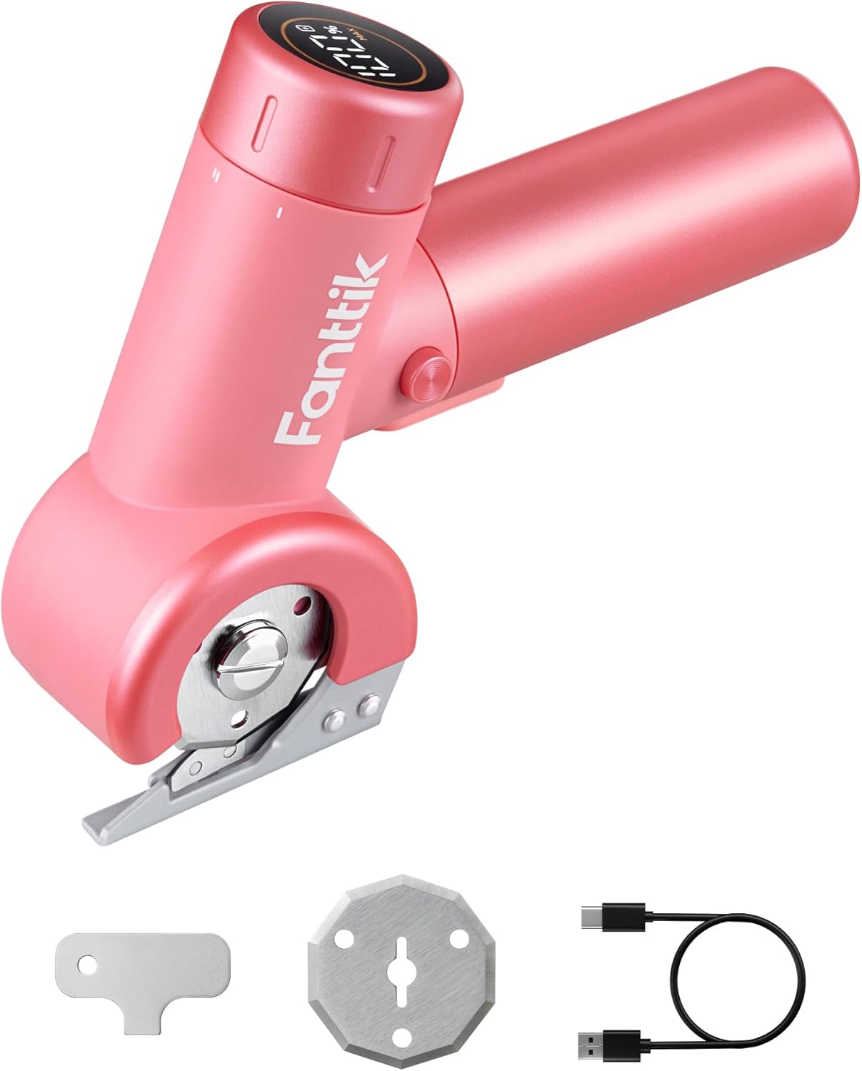 C8 Nano Easyswap Cordless Electric Scissors with LED Display, Type-C Rechargeable Cardboard Cutter with 2 Blades, EasySwap Blade Change, LED Light, for Thin Cardboard Box Carpet Leather