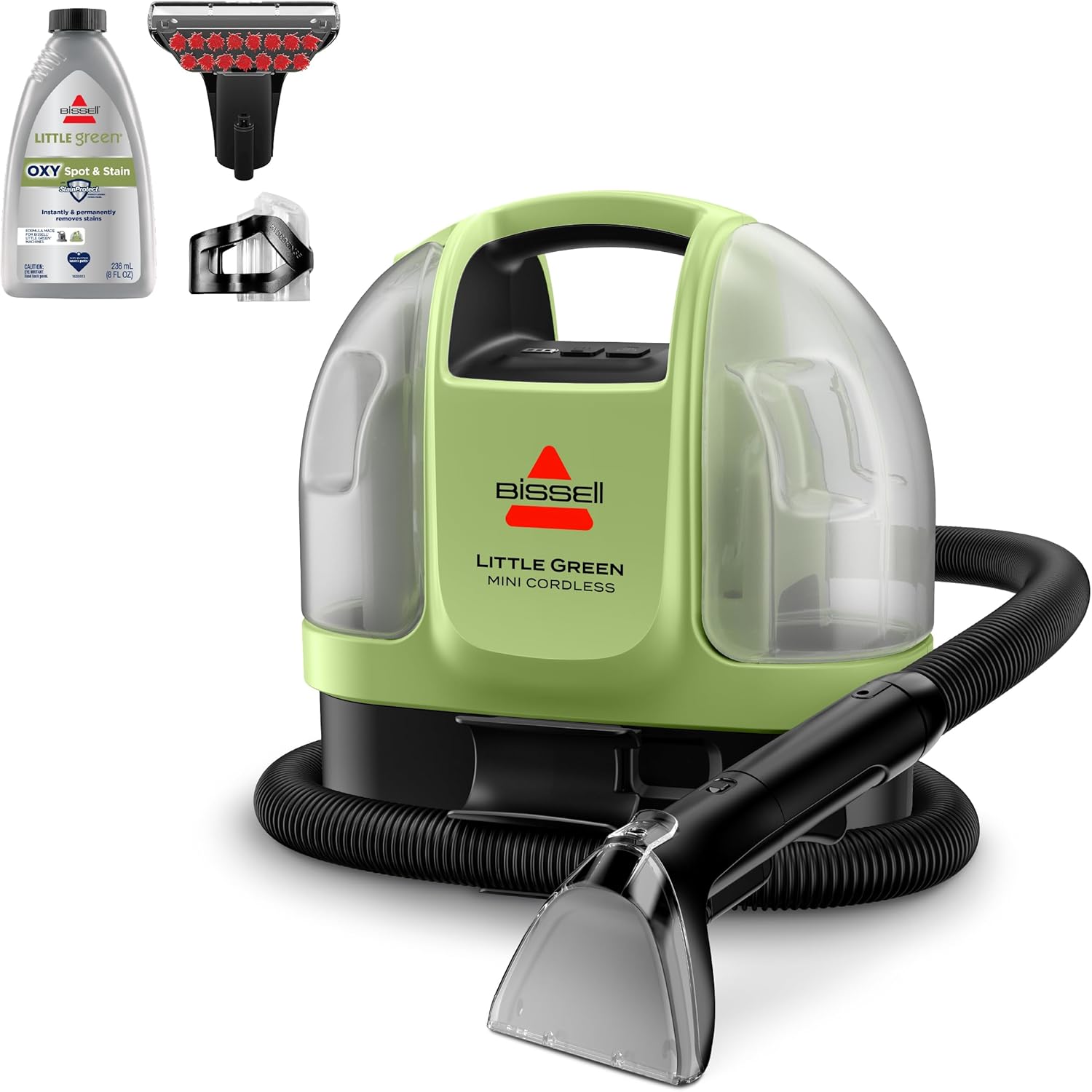 Little Green Mini Cordless Portable Carpet and Upholstery Deep Cleaner, Car/Auto Detailer, with HydroRinse Self-Cleaning Tool and 4″ Tough Stain Tool, 4015