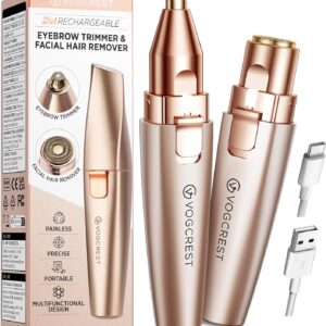 VG VOGCREST Eyebrow & Facial Trimmer: 2 in1 Rechargeable Facial Hair Removal & Eyebrow Shaver
