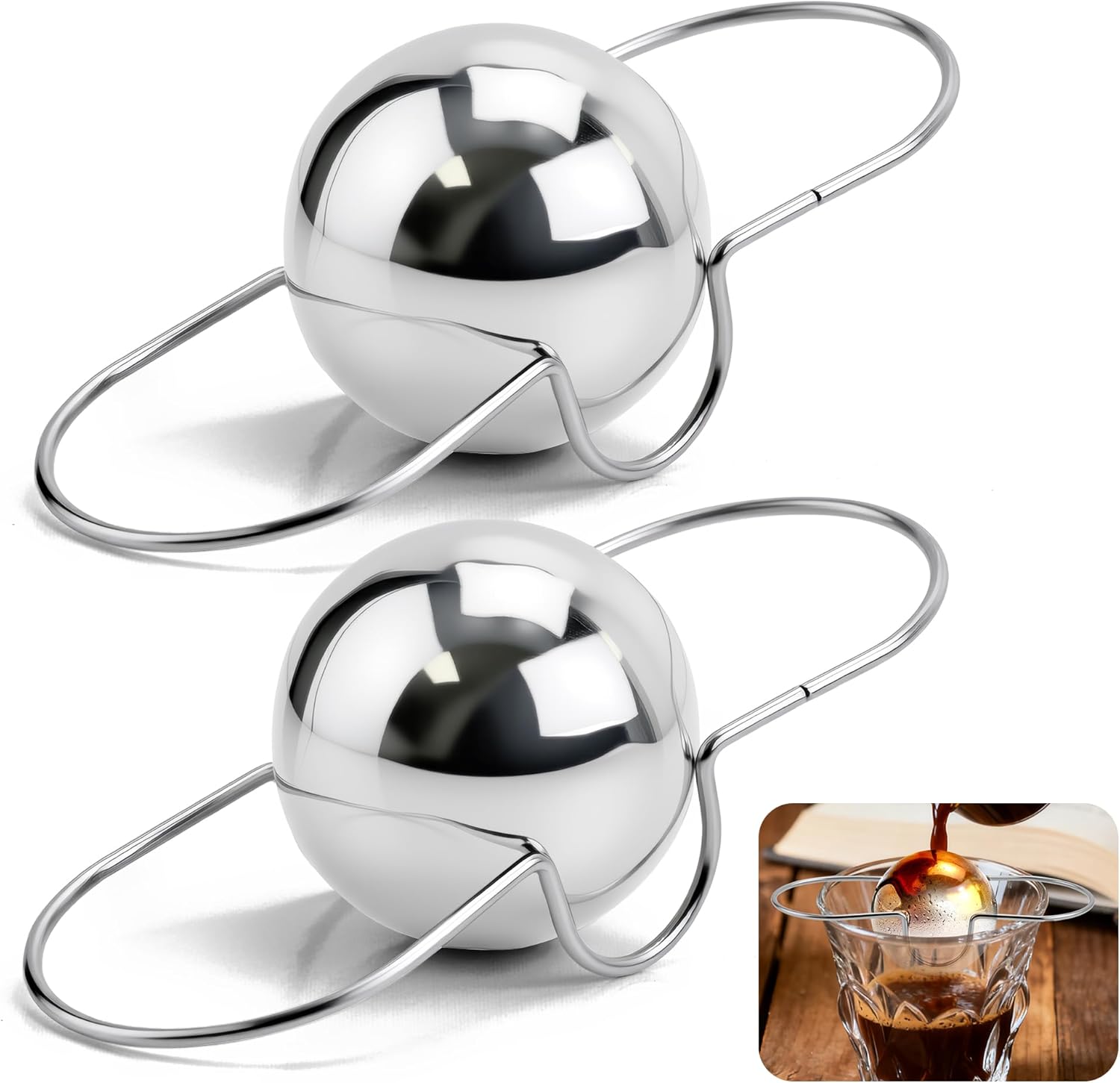 2 Pack Espresso Frozen Ball for Espresso Coffee, Stainless Steel Espresso Chilling Ball Espresso Cooler Espresso Machine Accessories