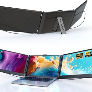 Ygretyrjh Laptop Screen Extender, 14″ Triple Portable Monitor for Laptop, 1080P FHD IPS Screen Extender Monitors for 13″-17″, Travel Monitor for Mac/Windows/Chrome, Built-in Speakers