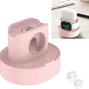 SOKUSIN Stand for Apple Watch Charger – iWatch AirPod 2 in 1 Charging Stand Holder Dock Compatible with All Apple Watch Series 10 9 8 Ultra2 Ultra SE2 7 6 SE 5 4 3 2 and AirPods 1/2/3/Pro (Pink)