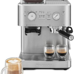 KitchenAid Semi Automatic Espresso Machine with Burr Grinder, 2.5L, Brushed Stainless Steel, KES6551SX